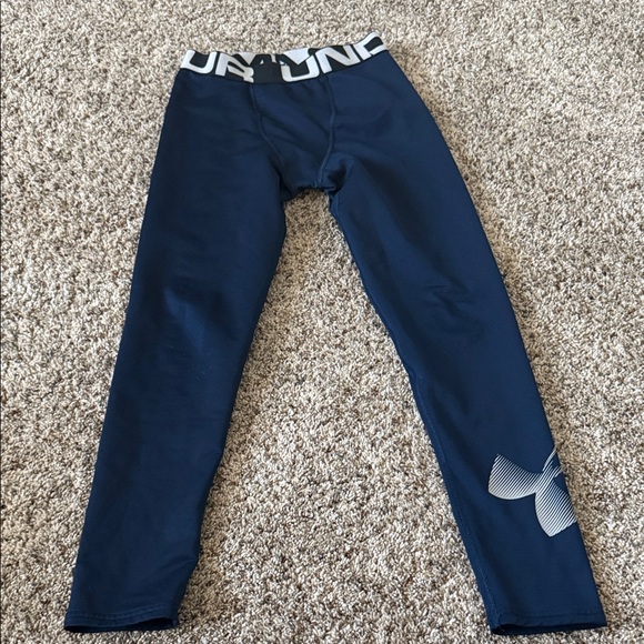 Under Armour Navy Blue Kids Leggings - Picture 1 of 3